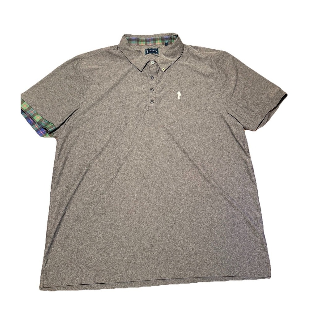 William & Murray Polo Shirt Mens 2XL Plaid Trim XXL Stretch Soft Golf‎